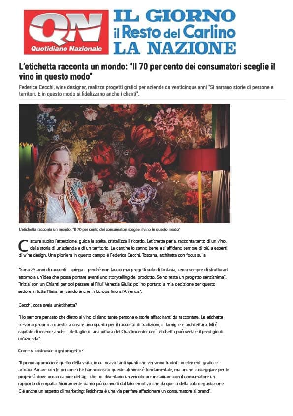 Letichetta racconta un mondo Il giorno La Nazione Il Resto del Carlino About - Federica Cecchi - Wine Design, Marketing & Communication